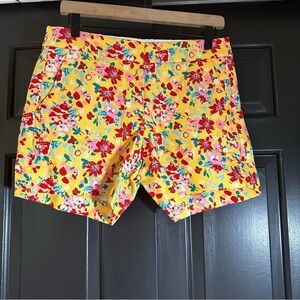 J Crew Shorts Womens Sz 2  Floral Cotton Red Green Yellow Pink Multicolor (e5